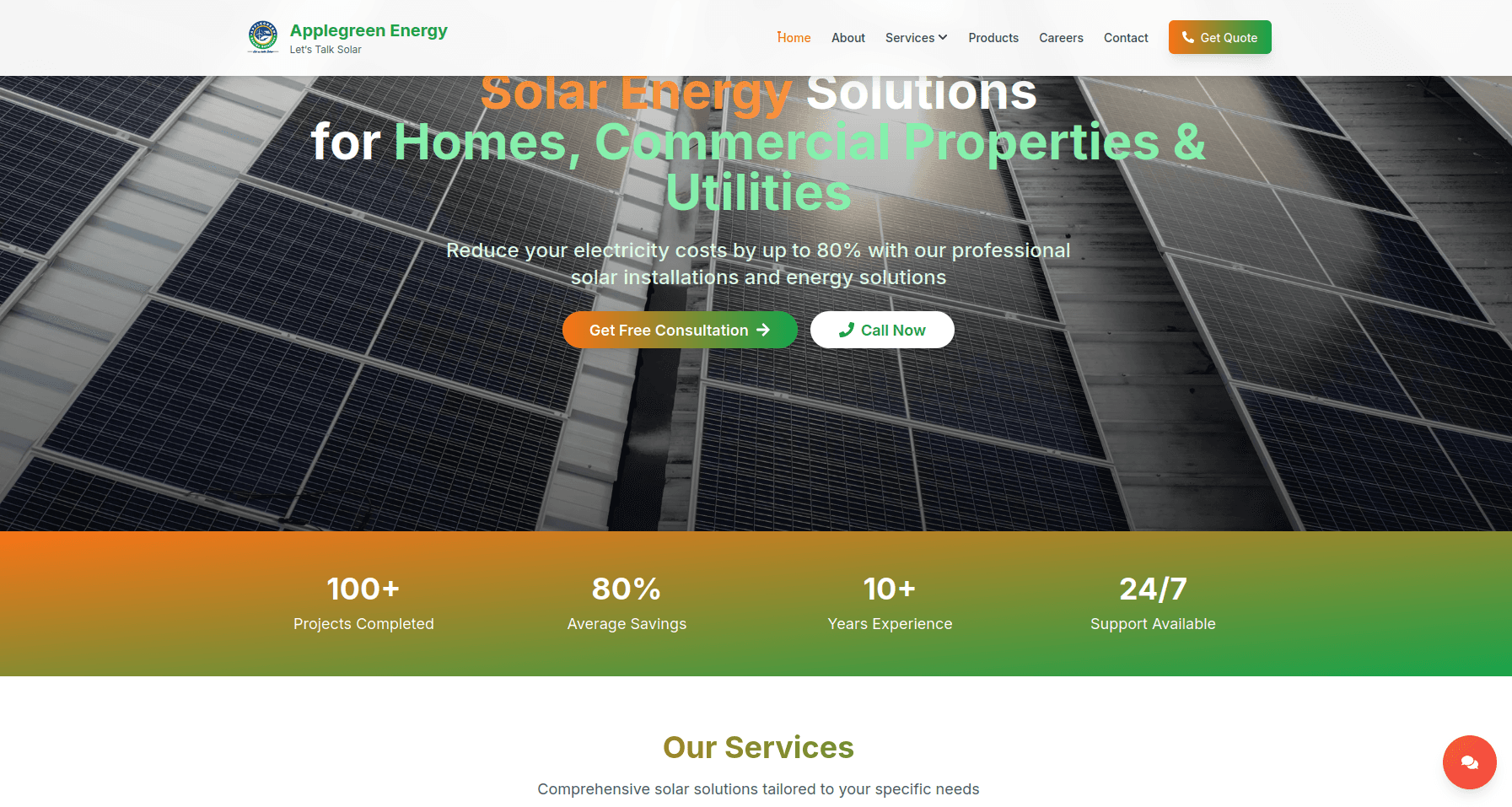 Applegreen Renewable Energy Web Development project - Solar Company Website
