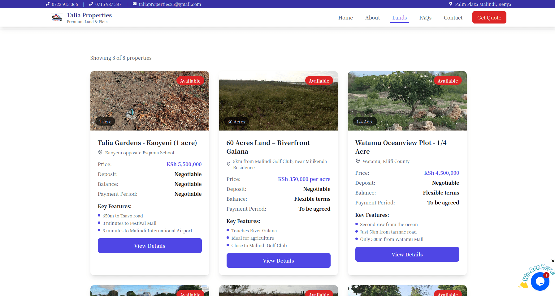 Talia Properties Web Design project - Real Estate Website Design